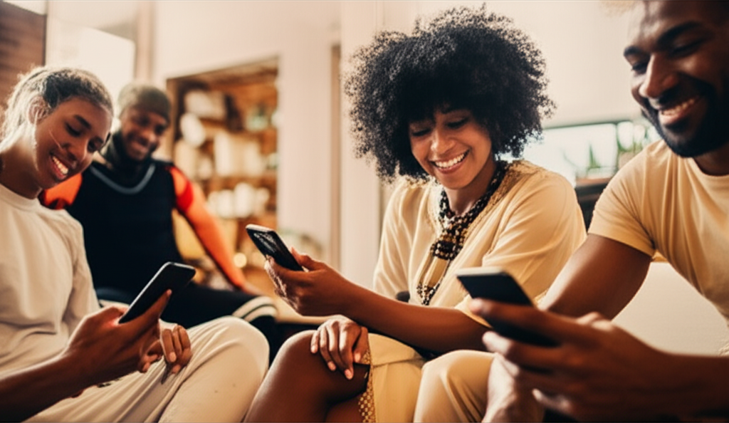 Diverse community members connecting through personalized messages